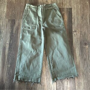 EVERLANE green denim Jean wide leg pants women's size 8 raw hem